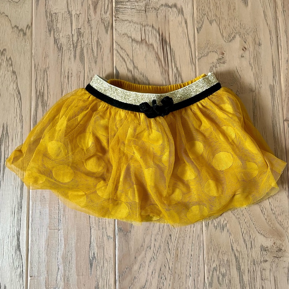 Genuine Kids by Oshkosh Gold Yellow Tulle Polka Dot Skirt, 12 Months Baby Girl